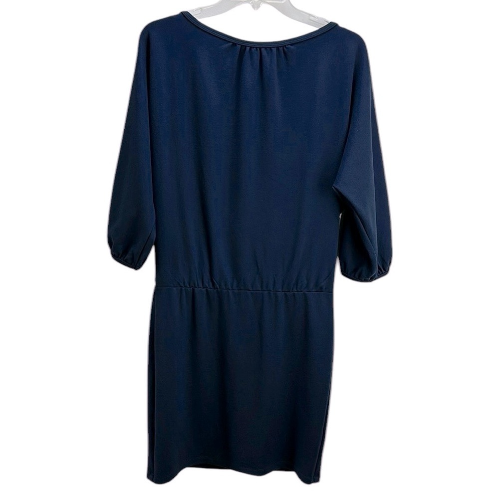 Trina Turk Navy Blue Bela Dress Ponte‎ Boatneck
Dolman Sleeves Blouson Si…
